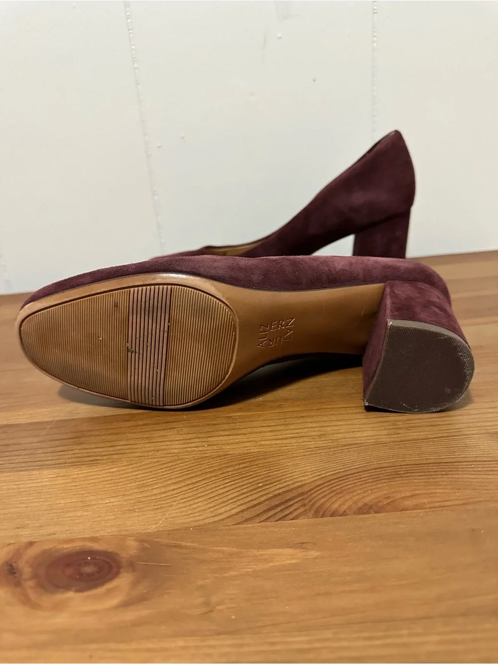 Naturalizer Burgundy Suede Block Heel Pumps